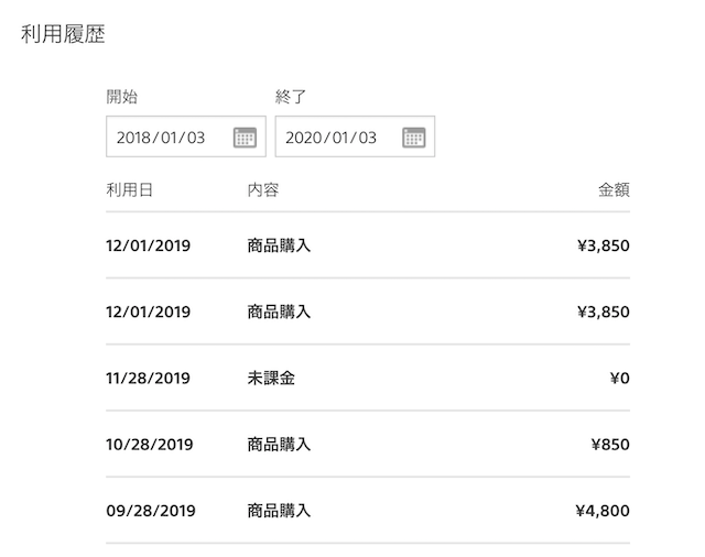 PSN 利用履歴